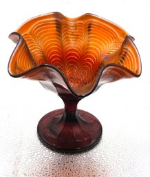 G3 Early Fenton Amethyst Peacock Tail Carnival Glass Compote