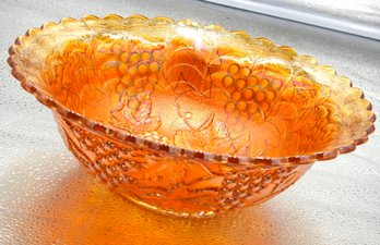 G9 Early Marigold Carnival Glass Grape Pattern Bowl