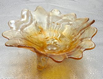 G10 Early Yellow Iradescent Carnival Glass Dish