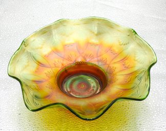 G12 Early Northwood Green Carnival Glass Dish
