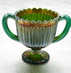 G15 Early Northwood Green Carnival Glass Sugar Bowl