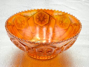 G67 Early Imperial Star Pattern Marigold Carnival Glass Bowl