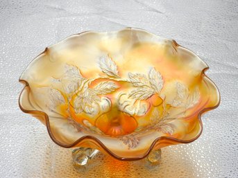 G70 Early Fenton Yellow Carnival Glass Footed Dish