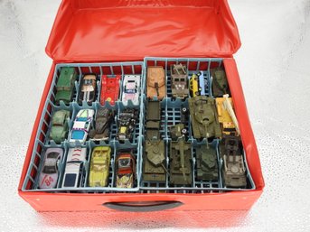 Lot Of Vintage 1/64 Diecast Cars Hot Wheels & More Red Case