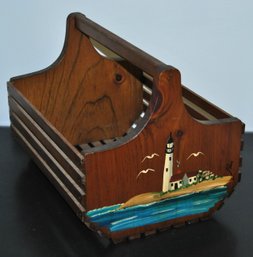 Vintage Hand Painted Lighthouse Themed Magazine Rack