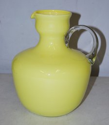 Vintage 1960's Yellow Art Glass Pitcher