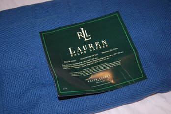 Ralph Lauren Dark Blue  100  Cotton Twin Blanket