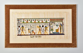 Framed Egyptian 'The Pharaoh Court' On Papyrus Paper