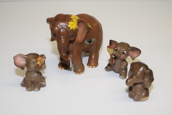 Josef Originals Mama Elephant, Matte And Three Baby Elephants ' See No Evil, Hear No Evil, Speak No Evil'