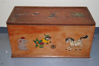 Vintage Folk Art Childrens Toy Box.