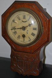 Small Antique Wood, Country Hanging Clock.