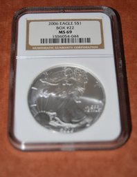 2006 1 Ounce Silver Eagle Coin (#22) Graded MS69