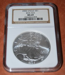 2006 1 Ounce Silver Eagle Coin (#23) Graded MS69