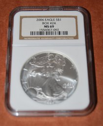 2006 1 Ounce Silver Eagle Coin (#24) Graded MS69