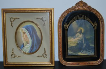 Pair Of Vintage, Framed Religious Pictures