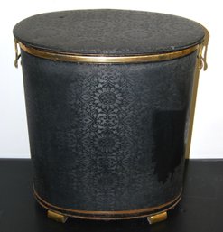 Vintage 1960's Deco Hamper With Metal Accents