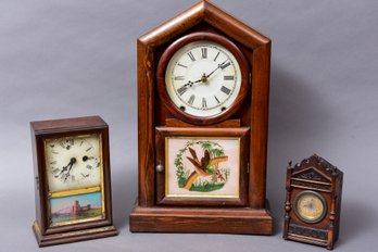 Three Antique Mantel Clocks (Hughes, Ansonia Brass And Cooper Company, B)