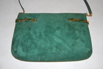 Beautiful Vintage Green Velour Saks Fifth Avenue Purse