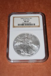 2006 1 Ounce Silver Eagle Coin (#34) Graded MS69