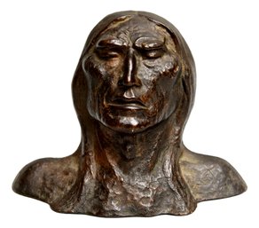 Vintage Brass American Indian Head Sculpture