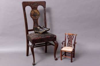 Antique Cecil 1903 Salesman Sample Chair, Queen Anne Miniature Arm Chair, Late 19th Century Children's Clogs