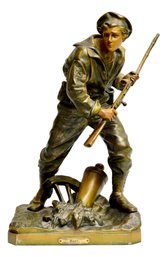 Navy Metal Soldier Sculpture