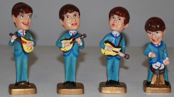 1960's Beatles Complete Set Of Cake Toppers Head Nodders