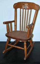 Cute Vintage Childs Rocking Chair With Hand Painted Decoration