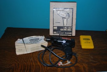 Vintage Craftsman's 1/4' 1/6 Hp Electric Drill With Box And Instructions Tested And Works