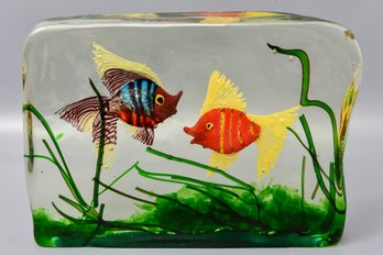 Authentic Murano Cenedese 1950s Alfredo Barbini Fish Aquarium Glass Sculpture - Purchased In Venice, Italy