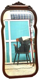 Vintage 1940s Wood Frame Wall Mirror With Beveled Glass