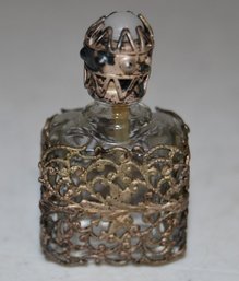 Vintage Mini Perfume Bottle With Faux Jewel