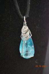 Aqua Aura Quartz Necklace - Handcrafted Aqua Aura Quartz - Brand New