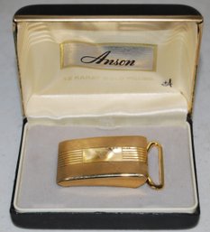 Vintage Anson 12 Karat Gold Filled Belt Buckle In Case