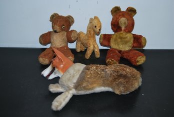 Lot Of 4 Antique/vintage Stuffed Animals