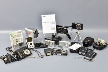 Collection Of Cameras, Accessories, And Electronics