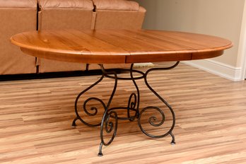 Ethan Allen Wood Plank Top Table With Iron Base