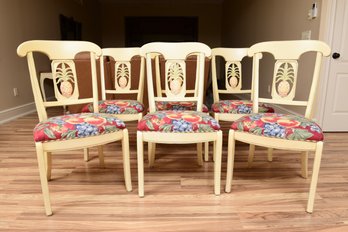 Set Of Six Ethan Allen Pineapple Design Dining Chairs