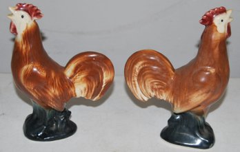 Vintage Pair Of Ceramic Roosters