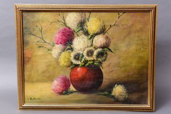 Signed V. Beltrone Floral Oil On Canvas Still Life  Painting