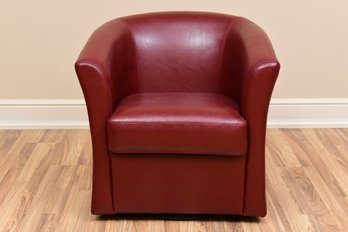 Swivel Barrel Back Bonded Leather Chair