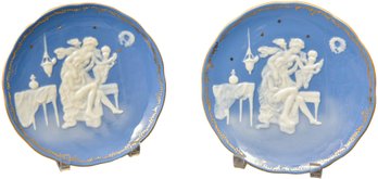 Pair Of Hallmarked Pate Sur Pate French Porcelain Hanging Plates