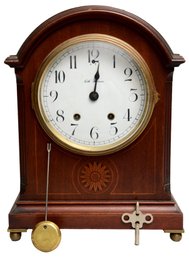 Vintage Seth Thomas Marquetry Dome Top Mahogany Mantle Clock
