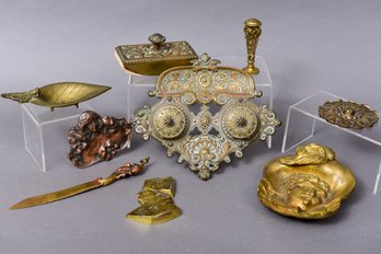 Collection Of Brass Table Top And Desk Items