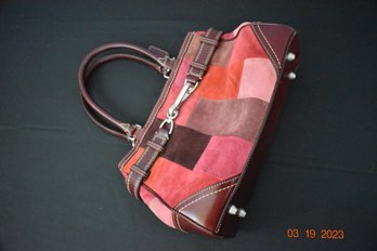 Coach Bag - Red Suede Patchwork Pattern