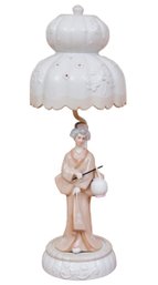 Porcelain Hand Painted Geisha Table Lamp By Ardalt Lenwile - Made In Japan