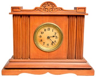 Vintage Made In U.S.A Wooden Mantle Clock
