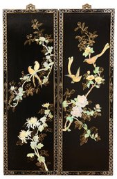 Pair Of Chinese Mother Of Pearl Lacquer Wall Plaques