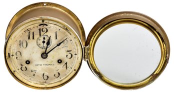 Seth Thomas Antique Maritime Ships Porthole Clock With Brass Trim