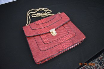 Red Embossed Leather Bag